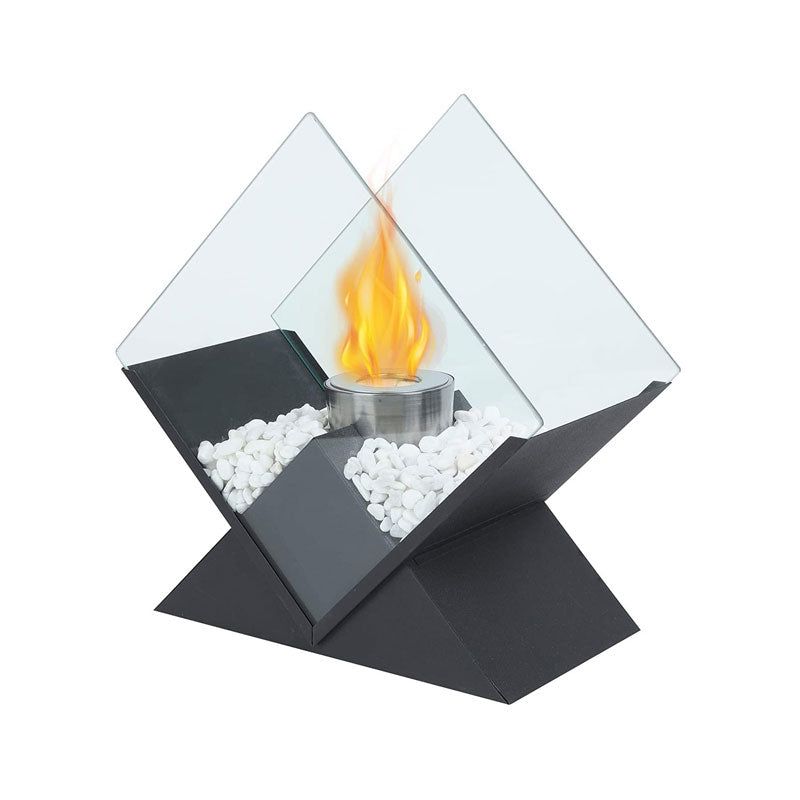 14.5 Inch Tall Portable Tabletop Fireplace | Elevated Bio-Ethanol Fire Bowl for Indoor & Outdoor Decor | Ventless Dancing Flame