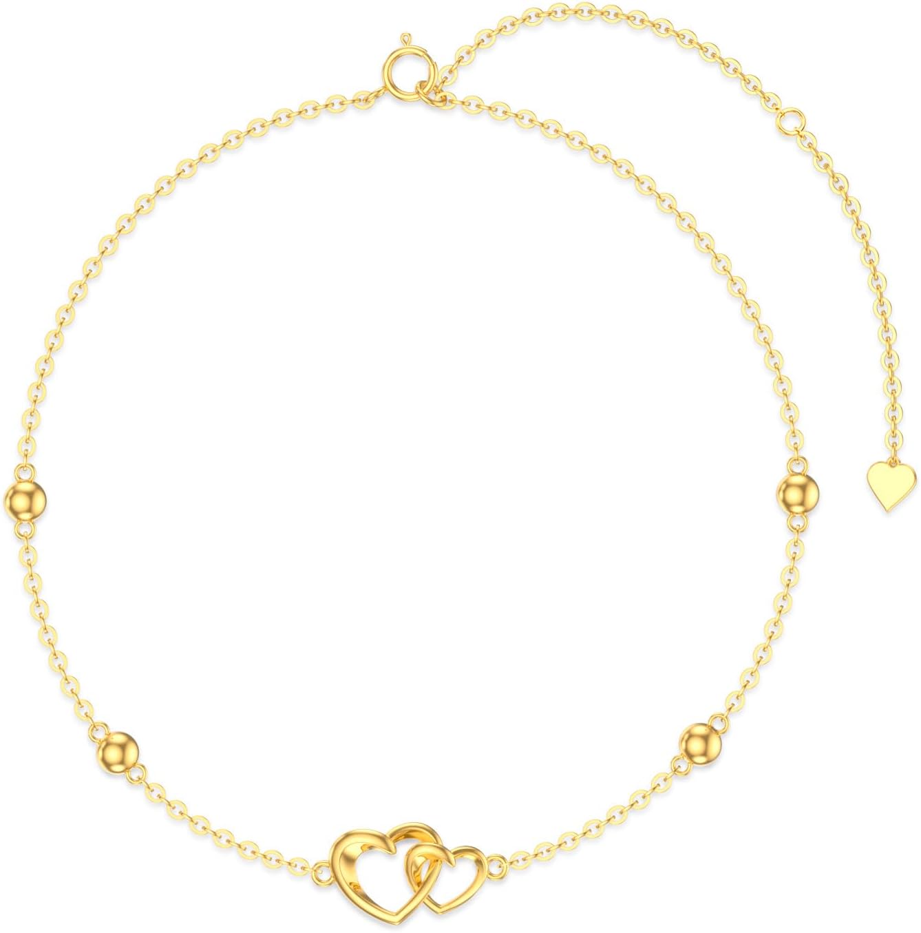 Mother's Day Jewelry Gifts 14K Solid Gold Cross/Heart Anklets for Women Ankle Bracelets Beach Foot Jewelry for Girlfriend Wife Mother Sister Daughter Birthday Anniversary, 8+1+1 Inches