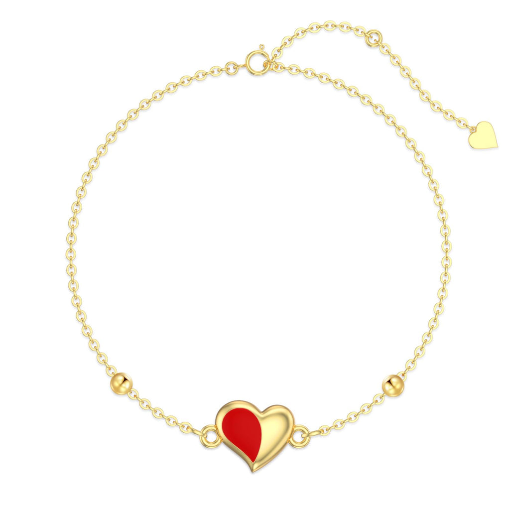 Mother's Day Jewelry Gifts 14K Solid Gold Cross/Heart Anklets for Women Ankle Bracelets Beach Foot Jewelry for Girlfriend Wife Mother Sister Daughter Birthday Anniversary, 8+1+1 Inches