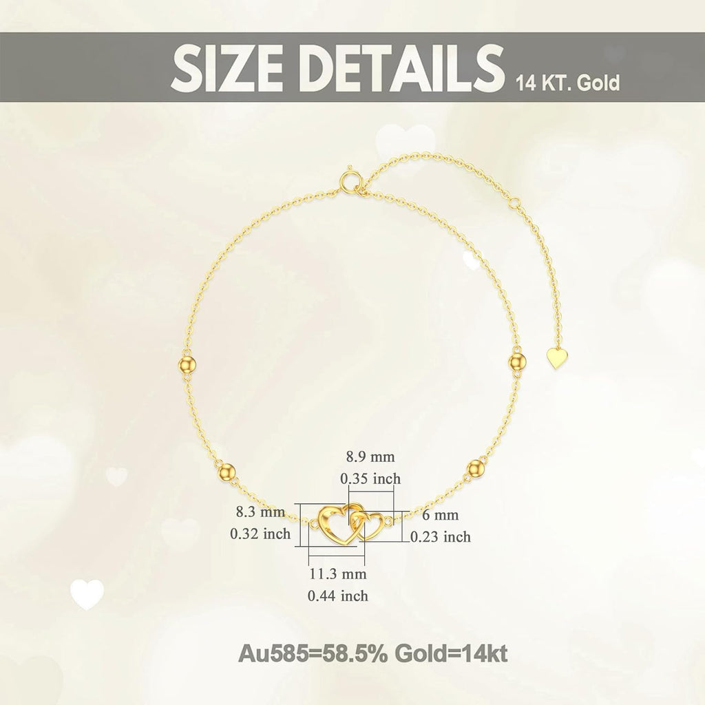 Mother's Day Jewelry Gifts 14K Solid Gold Cross/Heart Anklets for Women Ankle Bracelets Beach Foot Jewelry for Girlfriend Wife Mother Sister Daughter Birthday Anniversary, 8+1+1 Inches