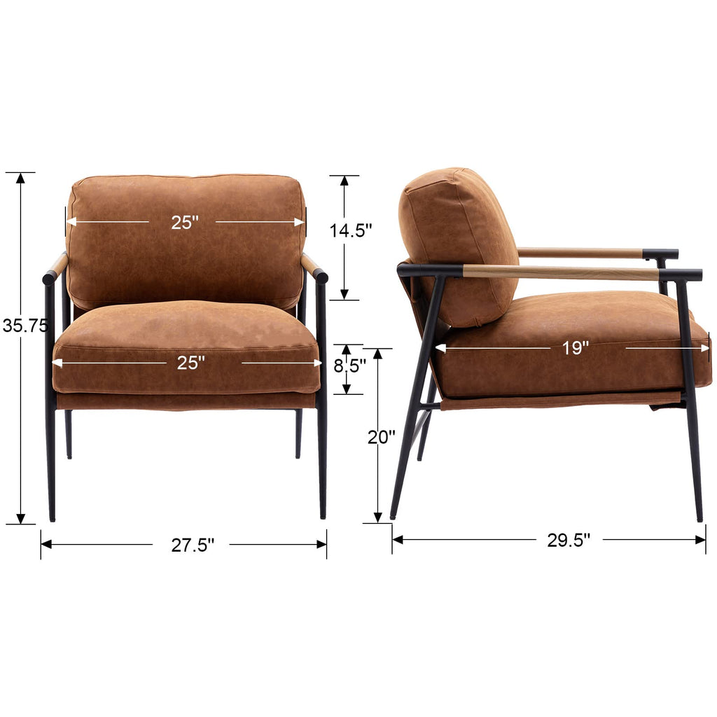 Ya-Home Mid-Century Accent Chair, Soft Armchair Sherpa Fabric Lounge Chair with Black Metal Legs, Upholstered Leisure Chair for Living Room Bedroom Reception Room, 1PC, White