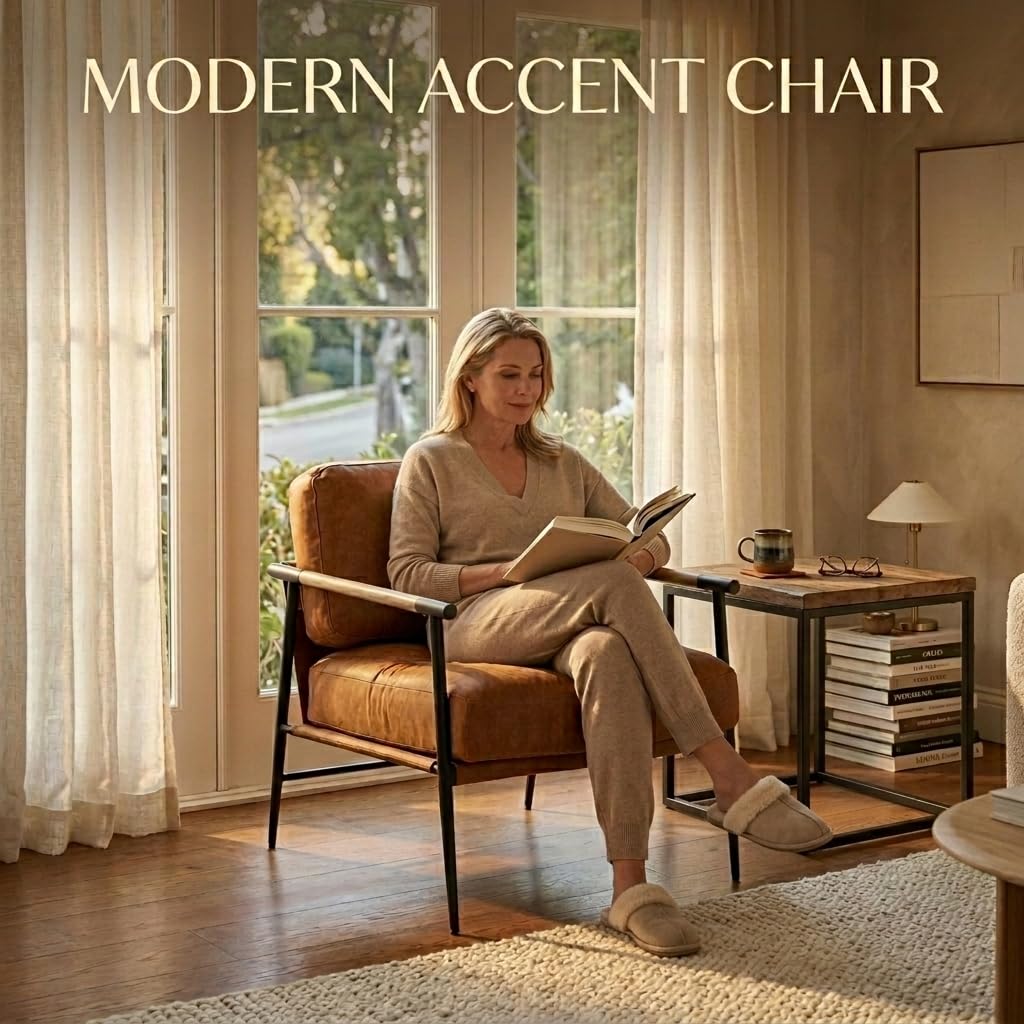 Ya-Home Mid-Century Accent Chair, Soft Armchair Sherpa Fabric Lounge Chair with Black Metal Legs, Upholstered Leisure Chair for Living Room Bedroom Reception Room, 1PC, White