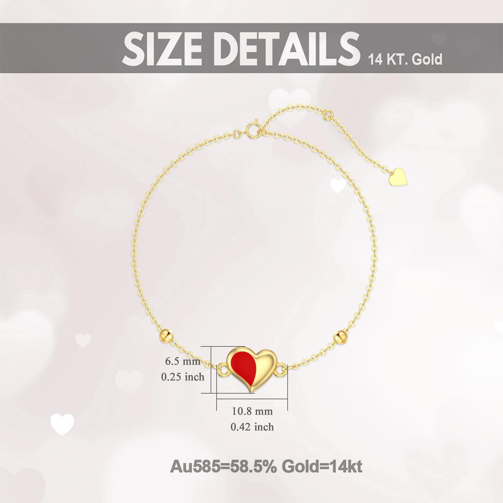 Mother's Day Jewelry Gifts 14K Solid Gold Cross/Heart Anklets for Women Ankle Bracelets Beach Foot Jewelry for Girlfriend Wife Mother Sister Daughter Birthday Anniversary, 8+1+1 Inches