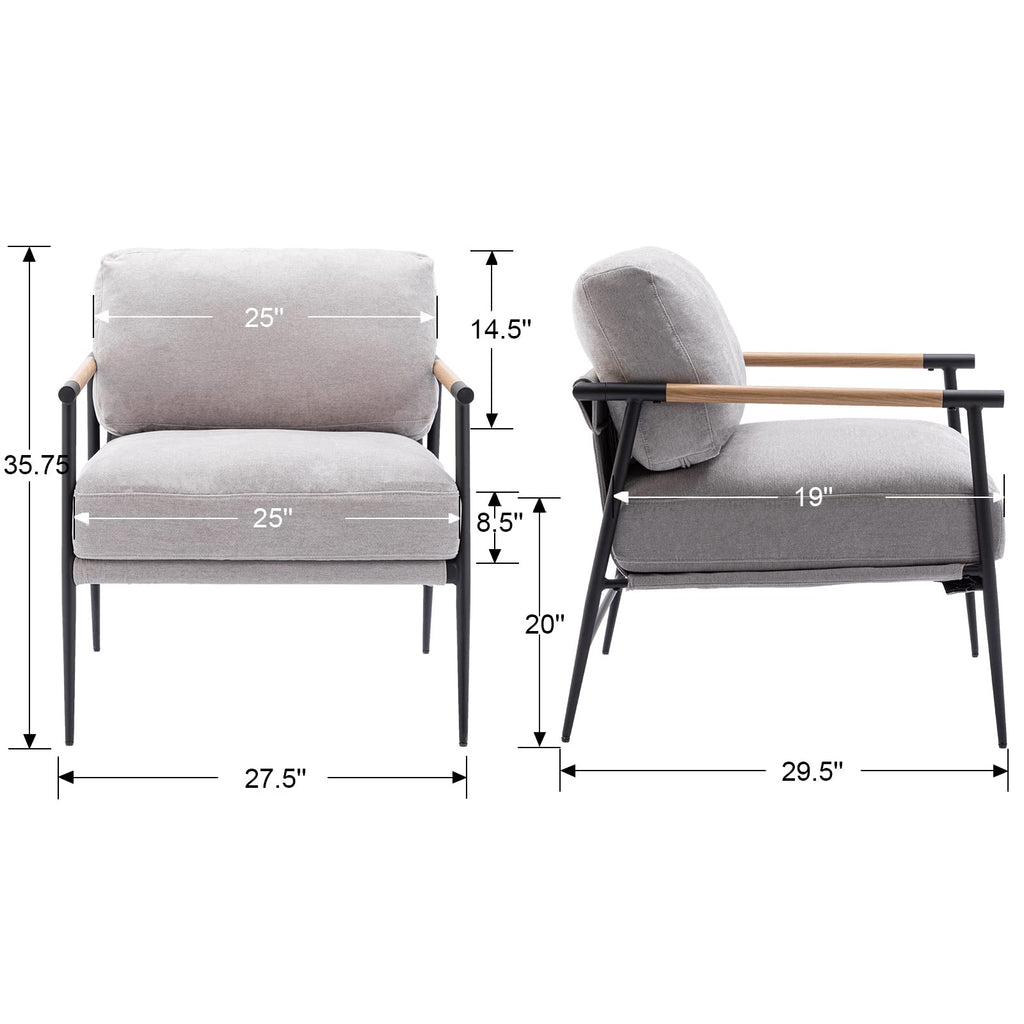 Ya-Home Mid-Century Accent Chair, Soft Armchair Sherpa Fabric Lounge Chair with Black Metal Legs, Upholstered Leisure Chair for Living Room Bedroom Reception Room, 1PC, White