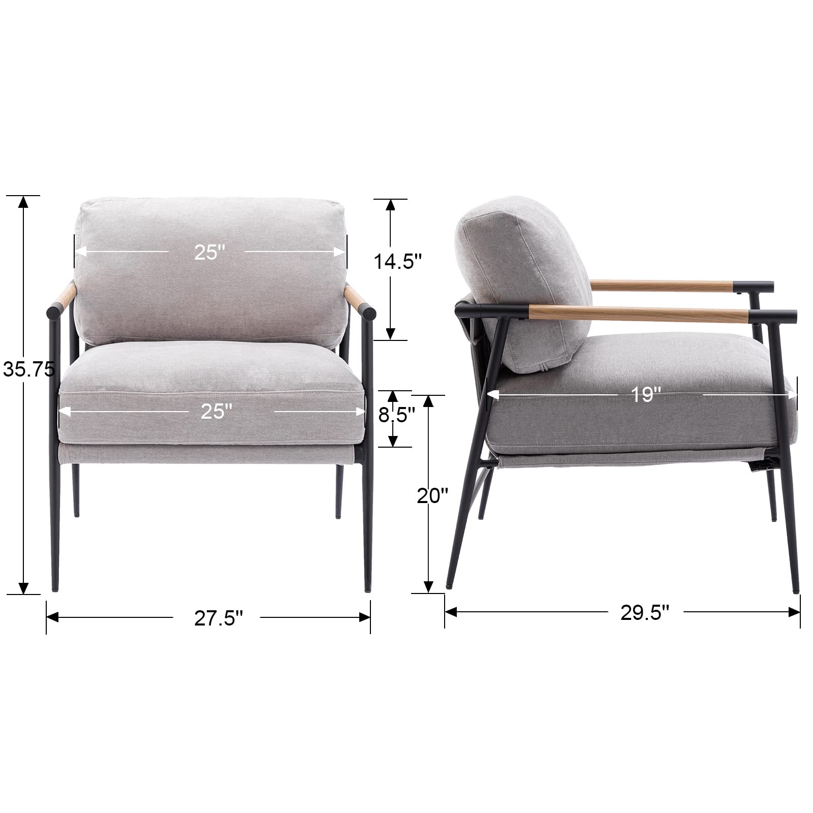Ya-Home Mid-Century Accent Chair, Soft Armchair Sherpa Fabric Lounge Chair with Black Metal Legs, Upholstered Leisure Chair for Living Room Bedroom Reception Room, 1PC, White