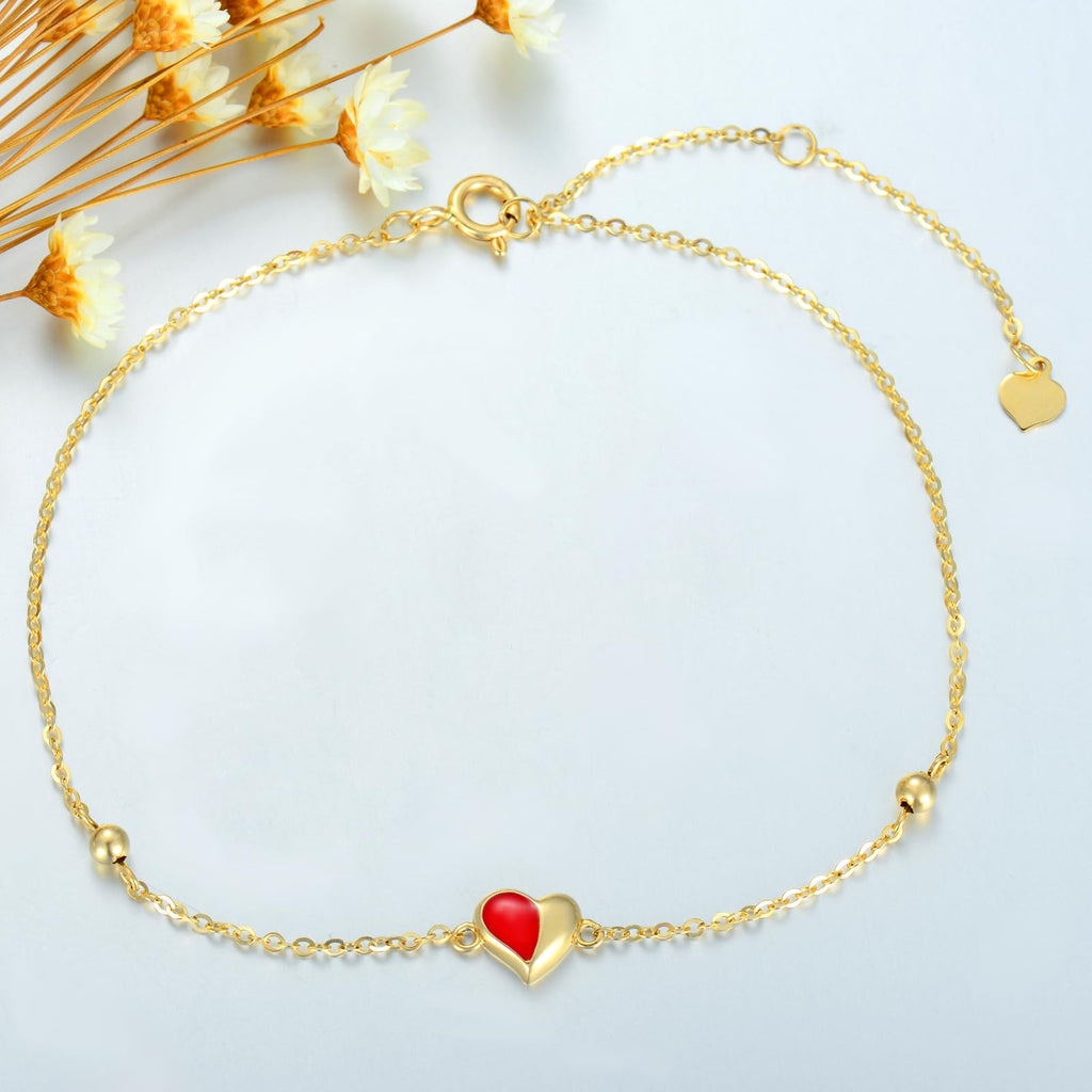 Mother's Day Jewelry Gifts 14K Solid Gold Cross/Heart Anklets for Women Ankle Bracelets Beach Foot Jewelry for Girlfriend Wife Mother Sister Daughter Birthday Anniversary, 8+1+1 Inches