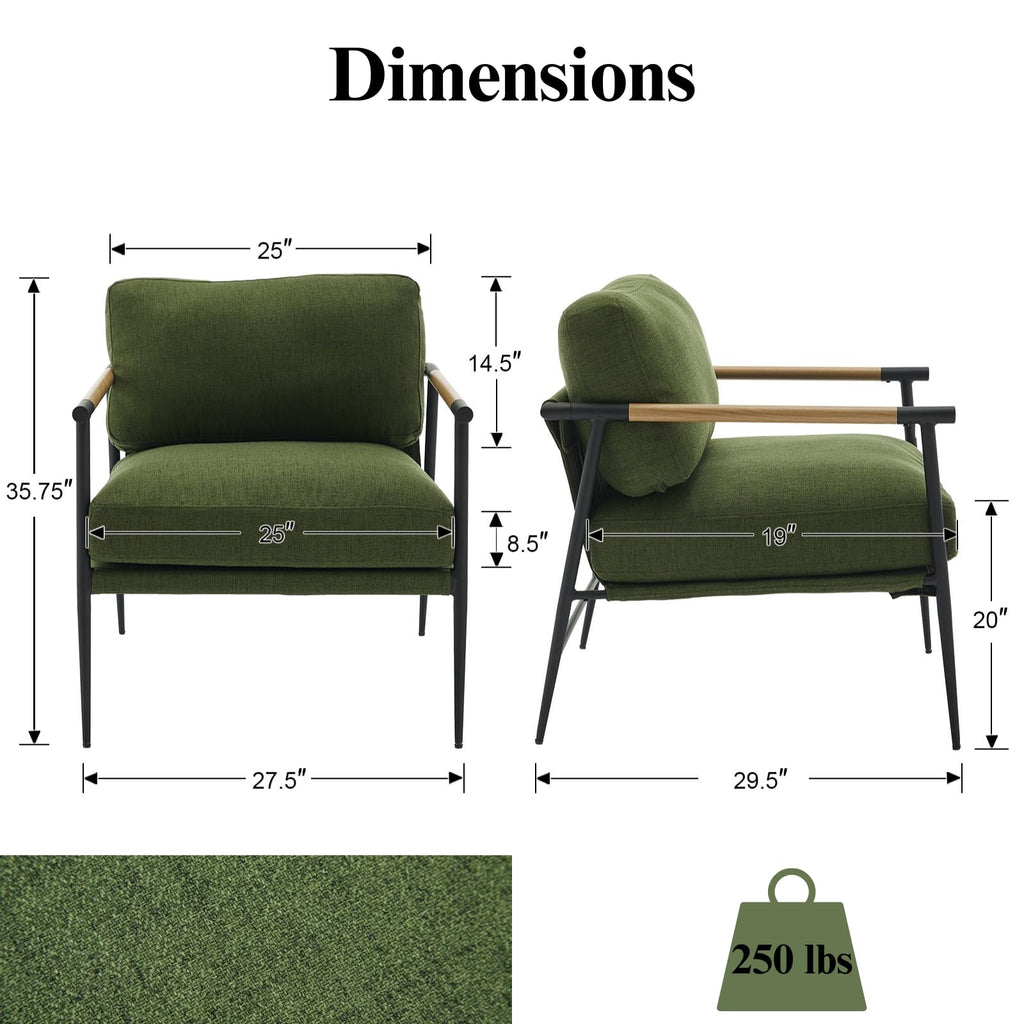Ya-Home Mid-Century Accent Chair, Soft Armchair Sherpa Fabric Lounge Chair with Black Metal Legs, Upholstered Leisure Chair for Living Room Bedroom Reception Room, 1PC, White