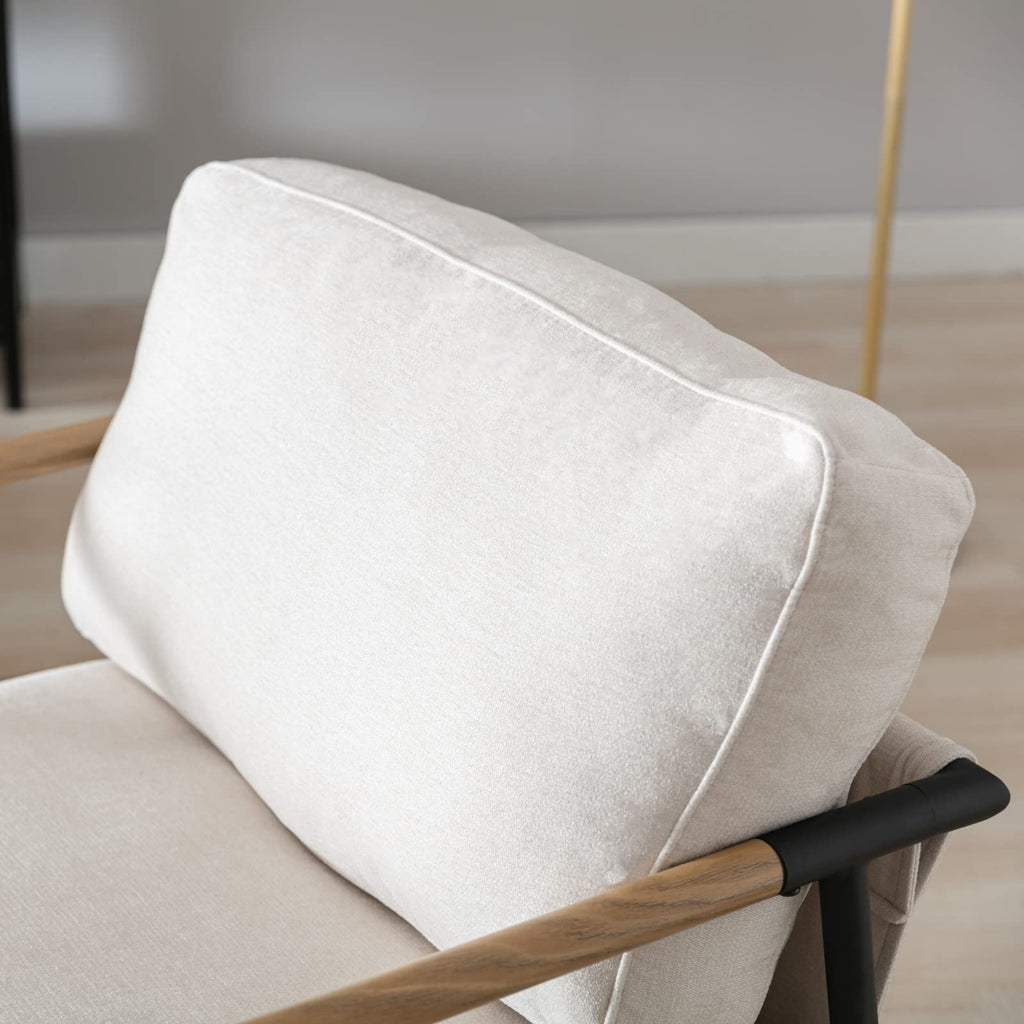 Ya-Home Mid-Century Accent Chair, Soft Armchair Sherpa Fabric Lounge Chair with Black Metal Legs, Upholstered Leisure Chair for Living Room Bedroom Reception Room, 1PC, White