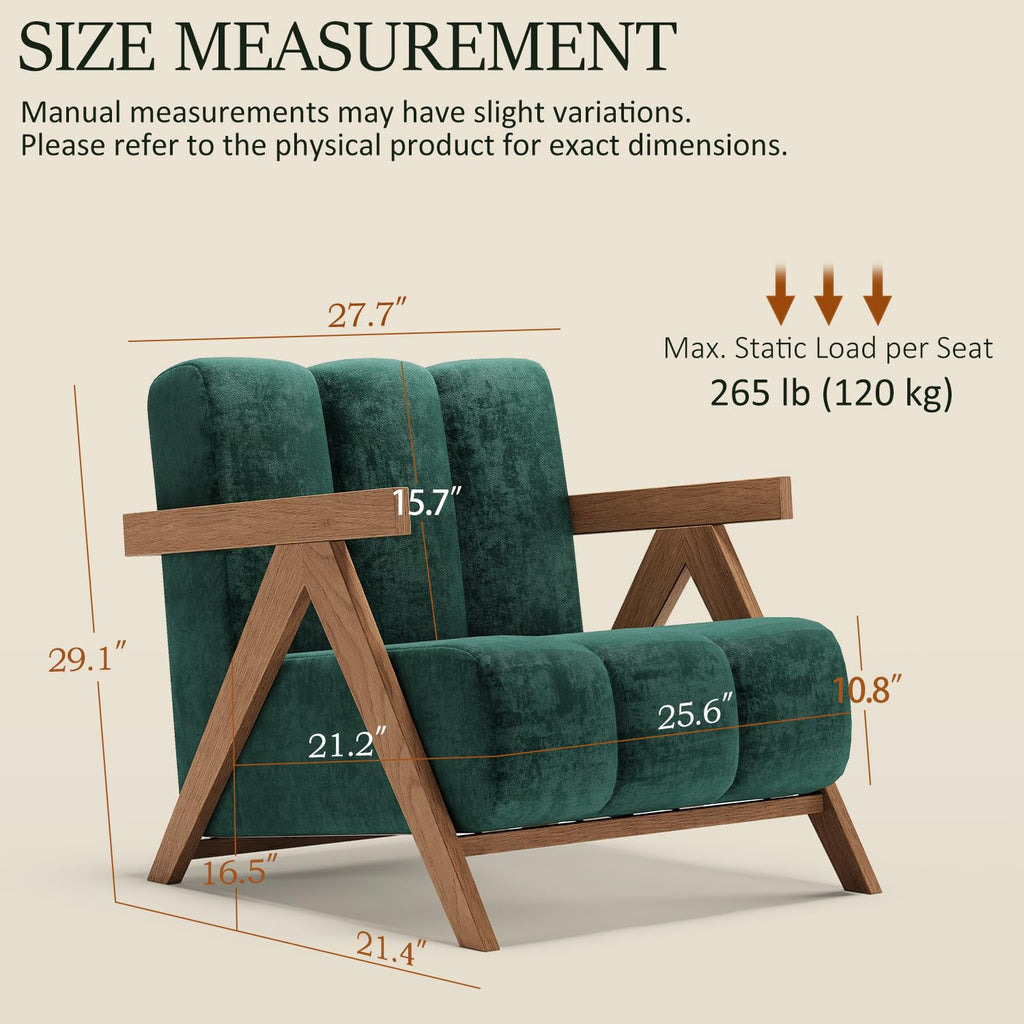 Modern Accent Chair for Living Room Bedroom,Comfy Chenille Reading Chair with Wood Frame,Oversized Upholstered Lounge Armchair with Thick High-Elastic Sponge for Apartment & Waiting Room (White,1)