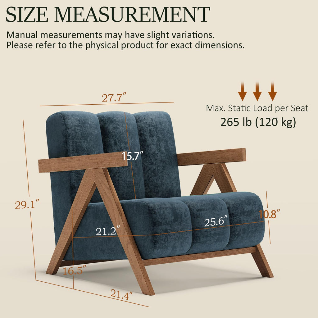 Modern Accent Chair for Living Room Bedroom,Comfy Chenille Reading Chair with Wood Frame,Oversized Upholstered Lounge Armchair with Thick High-Elastic Sponge for Apartment & Waiting Room (White,1)