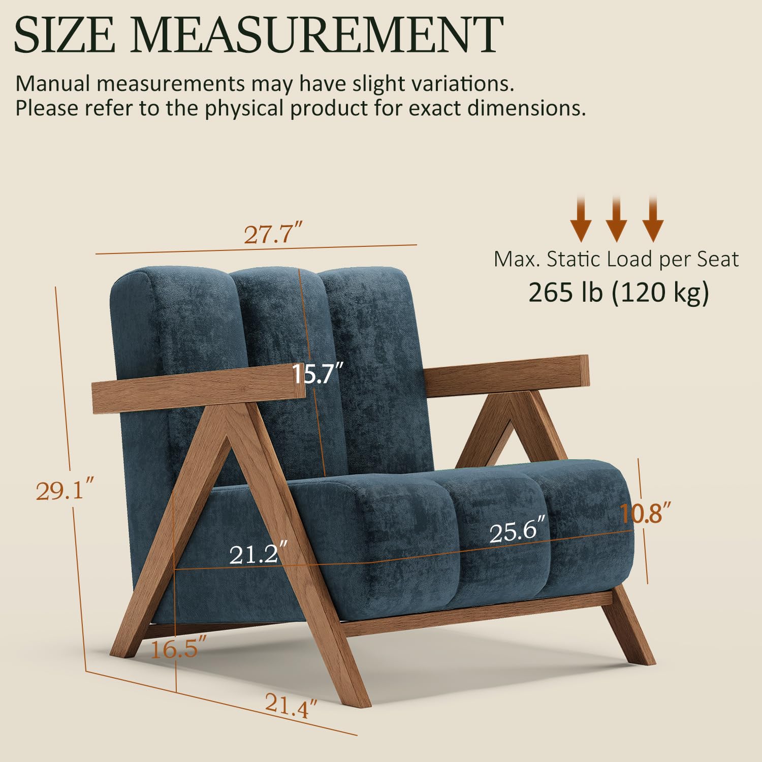 Modern Accent Chair for Living Room Bedroom,Comfy Chenille Reading Chair with Wood Frame,Oversized Upholstered Lounge Armchair with Thick High-Elastic Sponge for Apartment & Waiting Room (White,1)