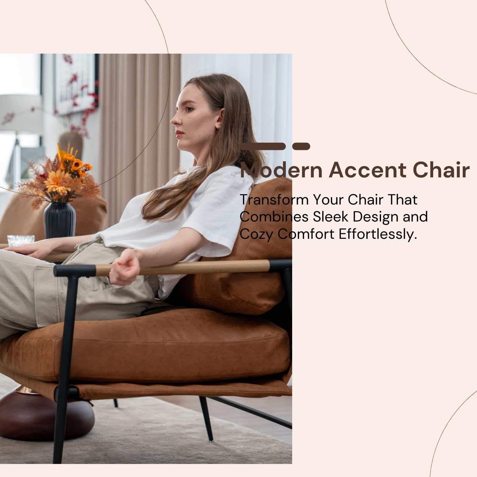Ya-Home Mid-Century Accent Chair, Soft Armchair Sherpa Fabric Lounge Chair with Black Metal Legs, Upholstered Leisure Chair for Living Room Bedroom Reception Room, 1PC, White