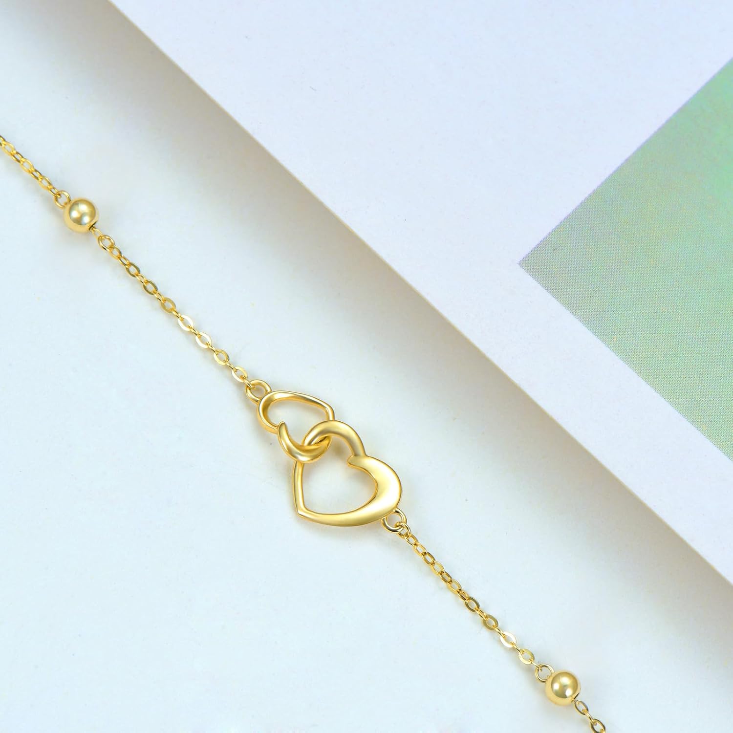 Mother's Day Jewelry Gifts 14K Solid Gold Cross/Heart Anklets for Women Ankle Bracelets Beach Foot Jewelry for Girlfriend Wife Mother Sister Daughter Birthday Anniversary, 8+1+1 Inches