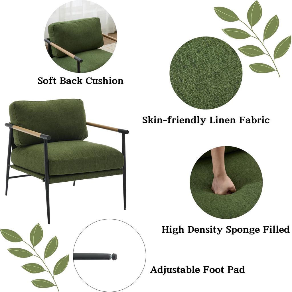 Ya-Home Mid-Century Accent Chair, Soft Armchair Sherpa Fabric Lounge Chair with Black Metal Legs, Upholstered Leisure Chair for Living Room Bedroom Reception Room, 1PC, White