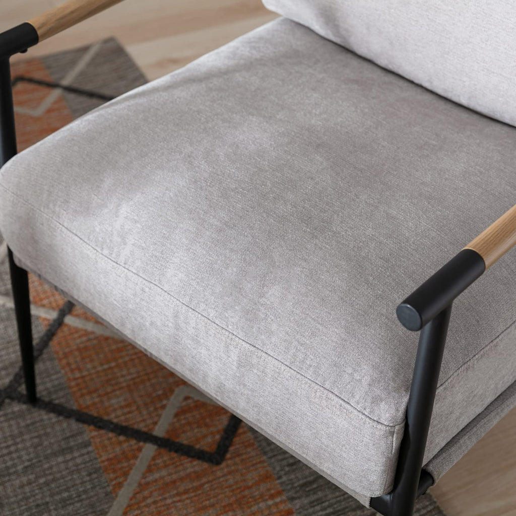 Ya-Home Mid-Century Accent Chair, Soft Armchair Sherpa Fabric Lounge Chair with Black Metal Legs, Upholstered Leisure Chair for Living Room Bedroom Reception Room, 1PC, White